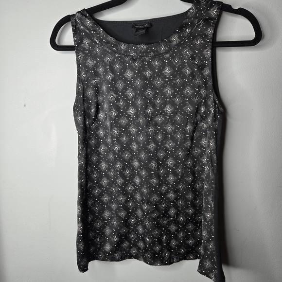 Ann Taylor Tops - Ann Taylor Black Sleeveless Tank Top XS Dot Geometric Print Stretch Career